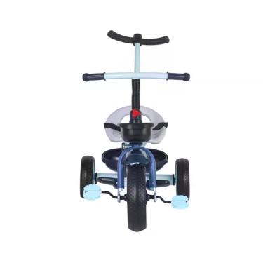 Imagem de Triciclo Infantil com Empurrador e Pedal Azul com Cesto Dianteiro e Traseiro e Assento Anatômico