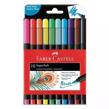Imagem de Caneta Hidrográfica Supersoft Brush 150710soft 10 Cores - Faber Castell