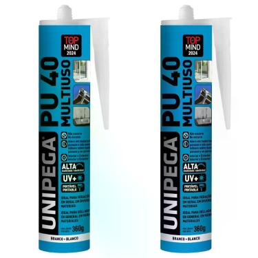 Imagem de Kit 2 Selantes PU40 Unipega Branco 360g Multiuso Vedação - DEPECIL