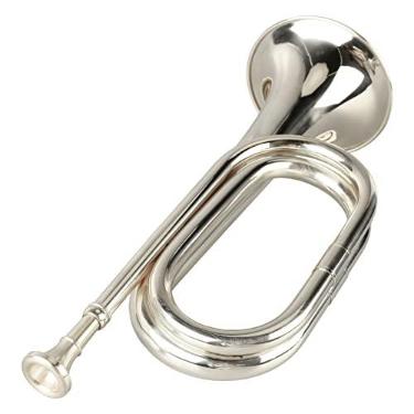 Imagem de C Trompete de Trompete de Trompete do Instrumento, Trompete Militar Trompete de Latão de Estilo Militar Com Bocal para Orquestra Militar de Corneta de Cavalaria (Prata)