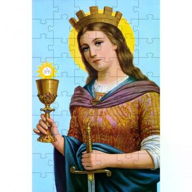 Imagem de Quebra-cabeça Religiosos Cognitivo Santa Bárbara em 60 Peças para Estimular Memória e Concentração para Idosos Coleção