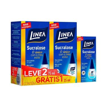Imagem de Adoçante Líquido Sucralose Linea Kit 2 de 75ml + 1 de 25ml