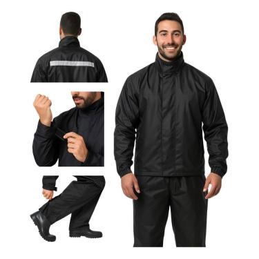 Imagem de Conjunto Capa De Chuva Motoqueiro De Nylon Impermeável - Brascamp, M