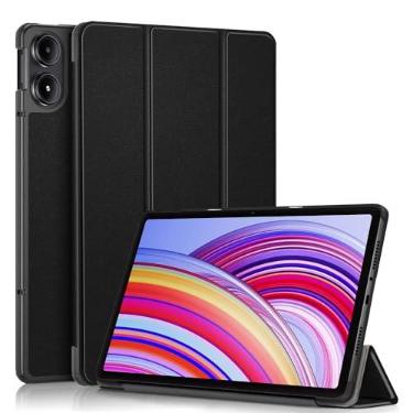 Imagem de Gylint Capa para Xiaomi Poco Pad 12,1'' 2024, capa dobrável ultrafina de couro PU padrão para Xiaomi Redmi Pad Pro 5G / Xiaomi Poco Pad 12,1 polegadas 2024 preta