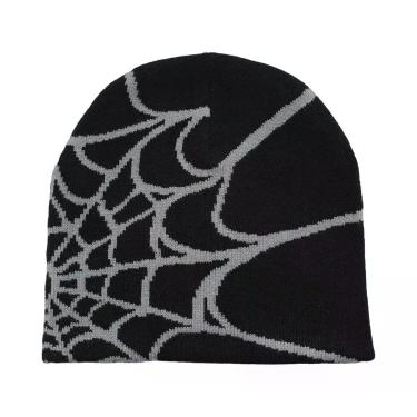 Imagem de Gorro Unissex Y2K De Tricô Com Teia De Aranha Para Quatro Estações, Mo