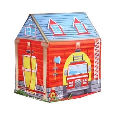 Imagem de Barraca Infantil Temática de Bombeiro, 104 x 92 x 68 cm, Casinha de Brinquedo Portátil