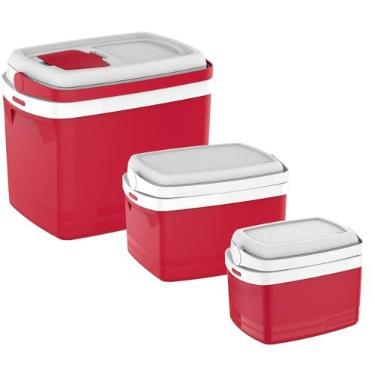 Imagem de Kit Caixa Térmica Cooler 32 L+12 L+5 L Vermelho Tropical - Soprano