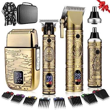 Imagem de QREEYX Máquina de Cortar Cabelo para Homem T-Blade Trimmer Nariz Aparador de Pêlos Conjunto de Barbeador Elétrico, Conjunto de Cortadores de Barbeiro de Corpo de Metal Profissional para Corte de Cabelo, Kit de Preparação Masculina com Display Lcd, Presente Ideal para Ele