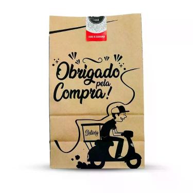 Imagem de Saco Saquinho Kraft Para Delivery Estampado Econômico Entregas Aliment