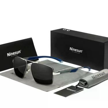 Imagem de Óculos De Sol Masculino Design Quadrados Estilo Classico Piloto Com Protecao Uv400 Cinza