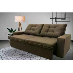 Sofá Retrátil/Reclinável Malta 2,00m Suede Velut Bege c/ Molas no Asse Sofá Retrátil/Reclinável Malta 2,00m Suede Velut Bege c/ Molas no Asse