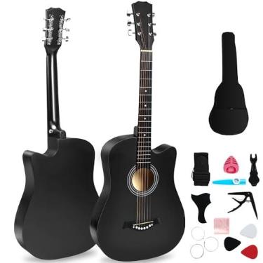 Imagem de Violao Acustico (Black)Violão para Iniciantes, Violão Folk, Violão Iniciante, Violão Acústico de 38 Polegadas