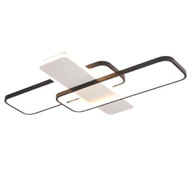 Imagem de Luminária de teto LED moderna e dimerizável para sala de estar, preta, quadrada, com luz quente (3000K-6000K) e controle remoto, também com luz fria. Ideal para quarto, sala de jantar e escr