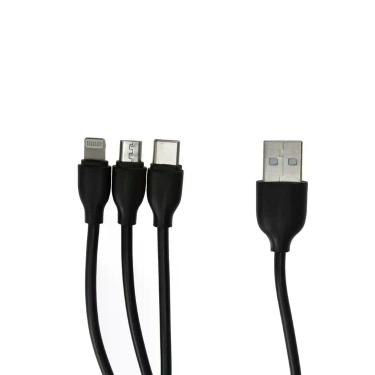 Imagem de Cabo Carregador Usb Turbo 3 Em 1 V8 Usb C Lightning 3 Metros - Comp