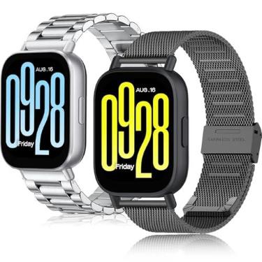 Imagem de Z.DuDuZAZA Pacote com 2 pulseiras de metal compatíveis com Xiaomi Redmi Watch 5 Active/5 Lite, pulseira de substituição de aço inoxidável resistente para mulheres e homens (pacote - E)