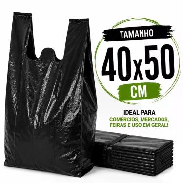 Imagem de 2 kg sacola plastica preta 40x50 reforçada reciclada grossa - PLASTJAL