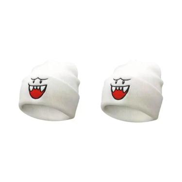 Imagem de Gorro De Inverno Quente Para Homens, Tricotado, Com Rosto Feliz Bordad