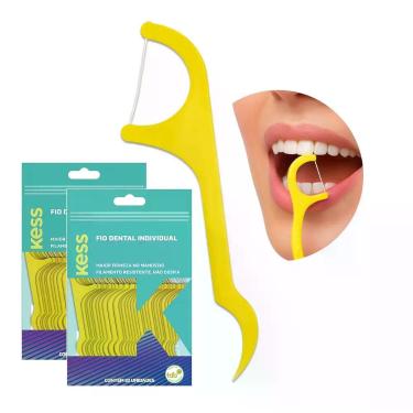 Imagem de Flosser Fio Dental Individual Forquilha com Haste Resistente 60un Kess