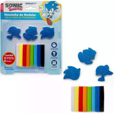 Imagem de Massinha de Modelar com 3 Moldes Sonic Kit 8 Unidades 80g para Atividades Infantis Leo & Leo