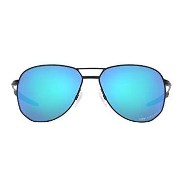 Imagem de Oakley Óculos de sol masculino OO6050 Contrail TI Aviator, Aço claro acetinado/Prizm Sapphire polarizado, 57 mm