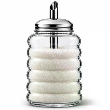 Imagem de Açucareiro De Vidro Resistente Com Bico Tampa Inox Dosador Multiuso Ba
