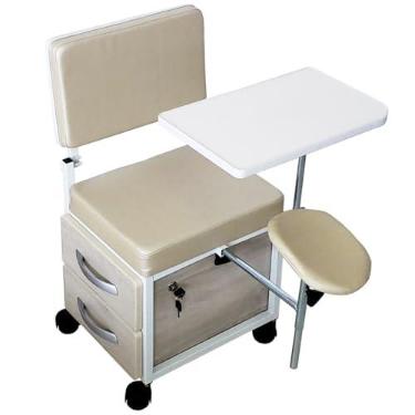 Imagem de Cirandinha Manicure Pedicure Evolux Com Gavetas e Rodinhas For-ty (Pérola - Armário Avelã)
