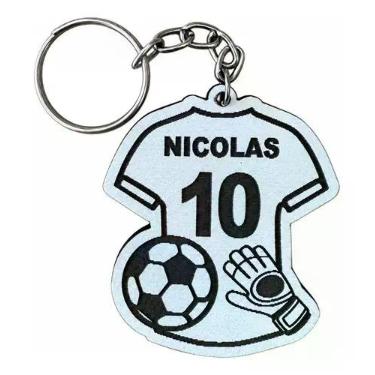 Imagem de Kit Chaveiros Futebol Goleiro Aniversário Mdf Branco - Arte Laser, Mdf