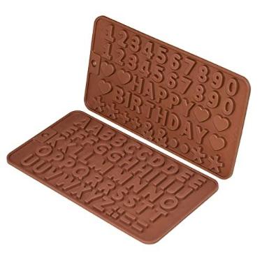 Imagem de Murong 26 letras + Happy Birthday/Numbers/Symbols Mold Chocolate Decorating Silicone Tray (2 peças)