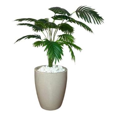 Imagem de Palmeira Artificial Grande Com Vaso Cinza Polietileno Brilho Liso