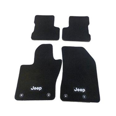 Imagem de Mopar 82214324 Tapete Premium Tapete Premium, Conjunto completo de quatro, preto, logotipo da marca Jeep