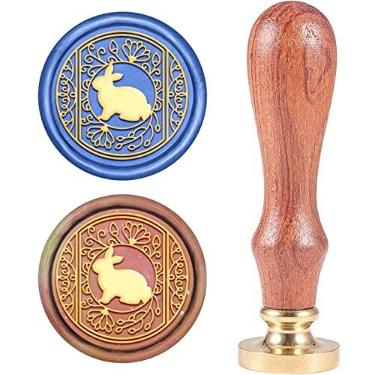 Imagem de Carimbo de selo de cera CRASPIRE em flor, selo de cera de vedação animal retrô selo de madeira selo de cera 25 mm cabeça de latão removível cabo de madeira para festa de casamento convite envelope cartão comemoração decoração garrafa de vinho
