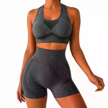 Imagem de Conjunto Fitness Feminino Tamanho Único Top e Short Cintura Alta Veste