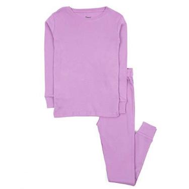 Imagem de Leveret Pijama infantil para meninos e meninas, cores lisas, conjunto de pijama de 2 peças, 100% algodão (tamanho 2 a 14 anos), Roxa, 12 Anos