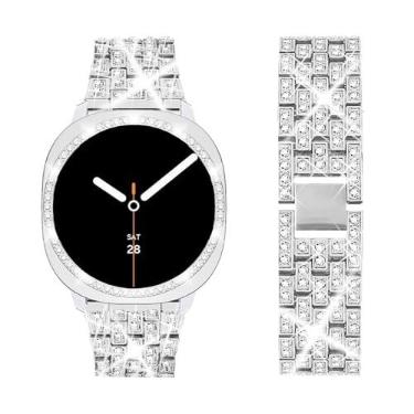 Imagem de SUPOIX Pulseira com capa compatível apenas com Samsung Galaxy Watch 8 de 40 mm, pulseira de substituição feminina Bling de 20 mm e capa protetora de policarbonato para Galaxy Watch 8 de 40 mm (prata