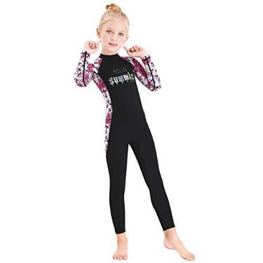 Imagem de Maiô infantil de corpo inteiro, peça única, Rash Guard, manga comprida, roupa de banho para meninas, meninos, crianças, roupa de banho FPS 50+, proteção solar UV, secagem rápida para esportes