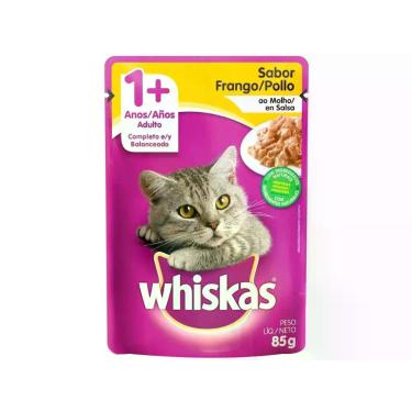 Imagem de Ração Úmida para Gato Adulto Sachê - Whiskas Frango ao Molho 85g, Fran