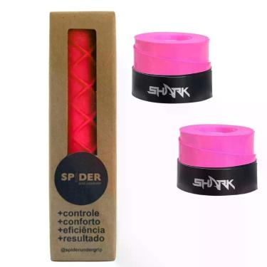 Imagem de Kit Spider Undergrip + 2 Overgrips Shark, Rosa
