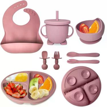 Imagem de Kit Alimentação Bebê 8 Peças De Silicone Introdução Alimentar Infantil