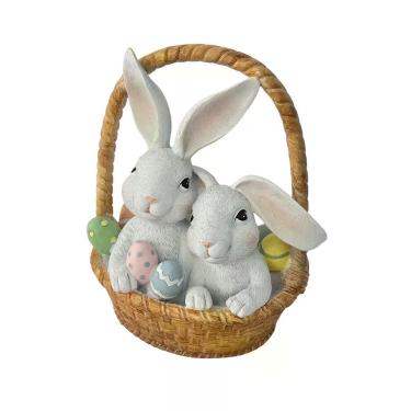 Imagem de Cesta Decorativa De Páscoa Coelhos - Ovos 21cm