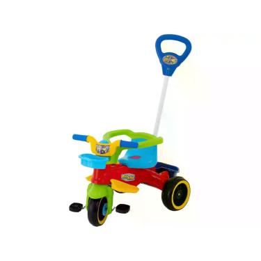 Imagem de Triciclo Infantil com Empurrador Play Trike Maral, Vermelho, Azul