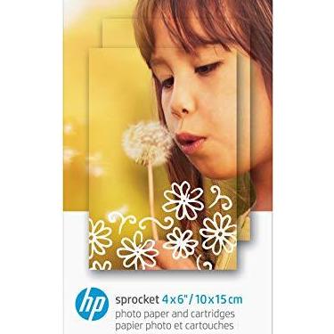 Imagem de HP Sprocket Papel fotográfico e cartuchos Studio 4x6 (80 folhas – 2 cartuchos) compatível apenas com impressora HP Studio.