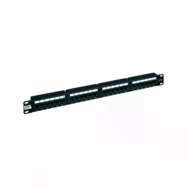 Imagem de Patch Panel Sohoplus Cat.5e T568A B 24 Portas para Cabeamento Estruturado Gigabit Ethernet Preto Furukawa