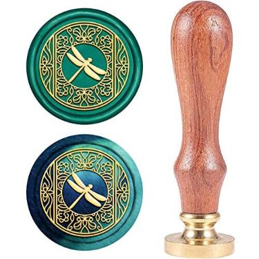 Imagem de Carimbo de vedação de cera CRASPIRE em flor, selo de cera de vedação de inseto retrô selo de madeira selo de cera 25 mm cabeça de latão removível para festa de casamento envelope envelope de convites cartão comemoração garrafa de vinho