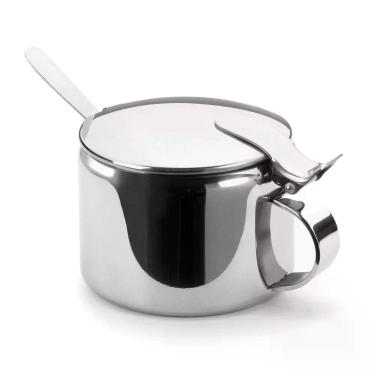 Imagem de Açucareiro Inox Pote Para Açucar 250g Com Colher Aço Inoxidavel Mesa Chá Café Casa Cozinha Mesa