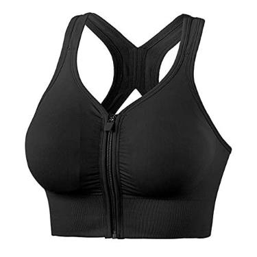 Imagem de Top Esportivo Feminino De Alto Impacto Com Suporte Total Para Ioga Para Treino Academia Com Zíper Frontal
