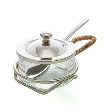 Imagem de Queijeira De Aço Inox e Vidro Wolff Com Alça Sisal Nature
