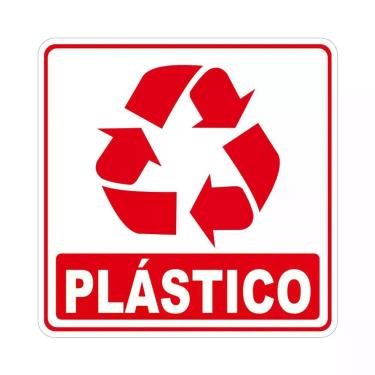 Imagem de Adesivo Lixo Reciclavel Plástico 1 Unidade 10cmx10cm Cor Vermelho