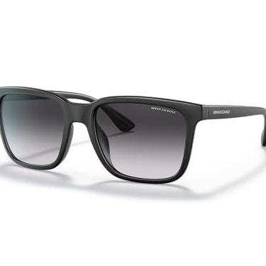Imagem de Armani Exchange Óculos de sol masculino armação preta fosca, lentes azuis escuras, 55 mm, Preto fosco/cinza dégradé, 55 mm
