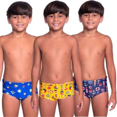 Imagem de KIT 3 Sunga Infantil Box Molha e Aparece Estampa WLS Modas Confortavel