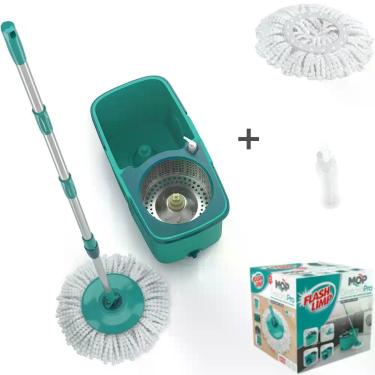 Imagem de Mop Giratório Pro Flash Limp Cesto Inox Centrifugação e Enxague Esfreg